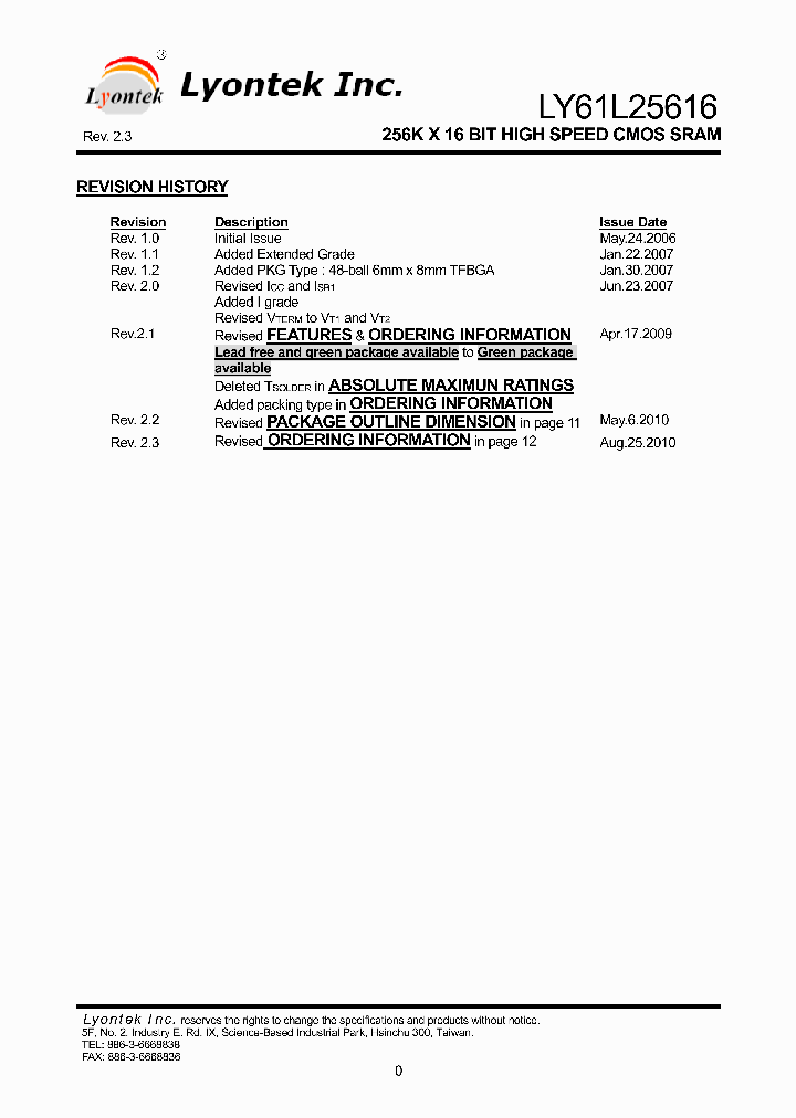 LY61L25616GL-10LL_8059018.PDF Datasheet