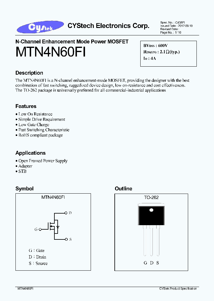 MTN4N60FI_8061956.PDF Datasheet