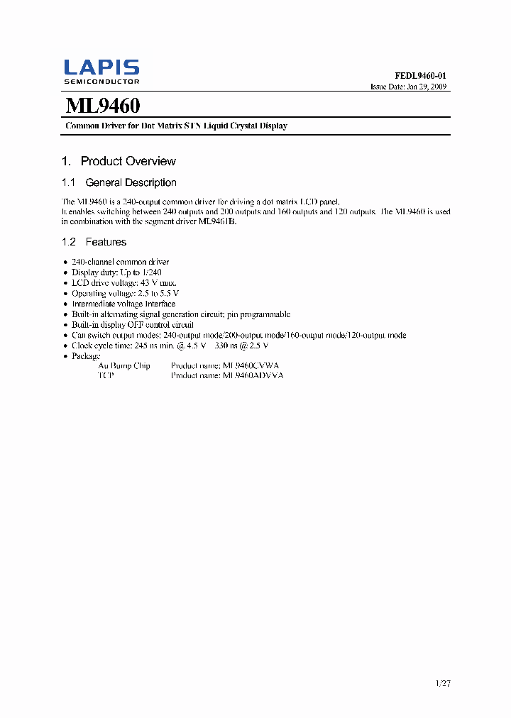 ML9460_8076907.PDF Datasheet Download --- IC-ON-LINE