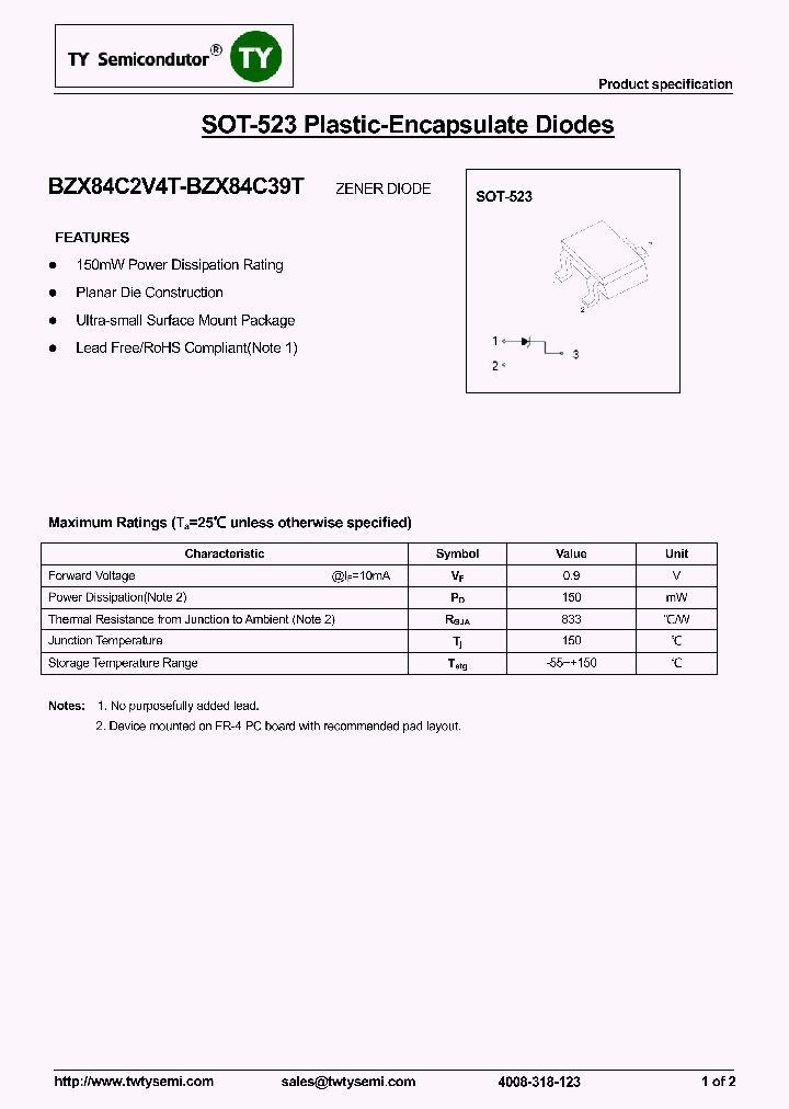 BZX84C10T_8100235.PDF Datasheet