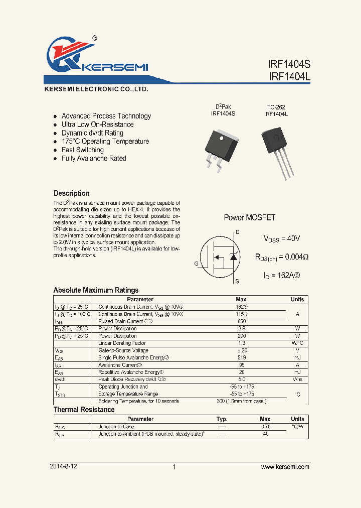 IRF1404L_8104165.PDF Datasheet