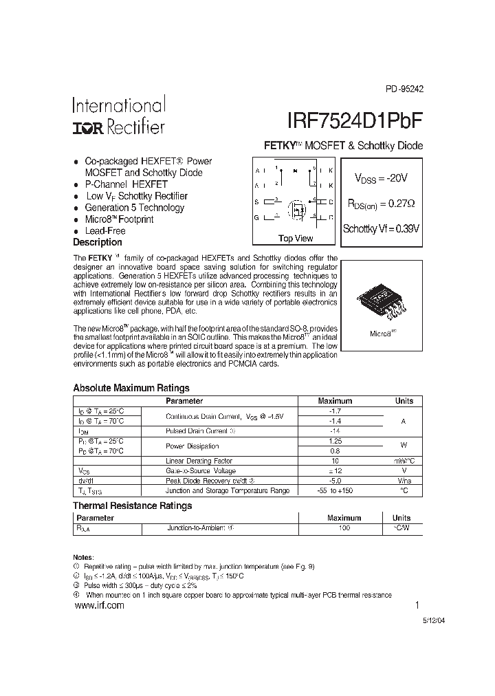 IRF7524D1PBF_8146021.PDF Datasheet