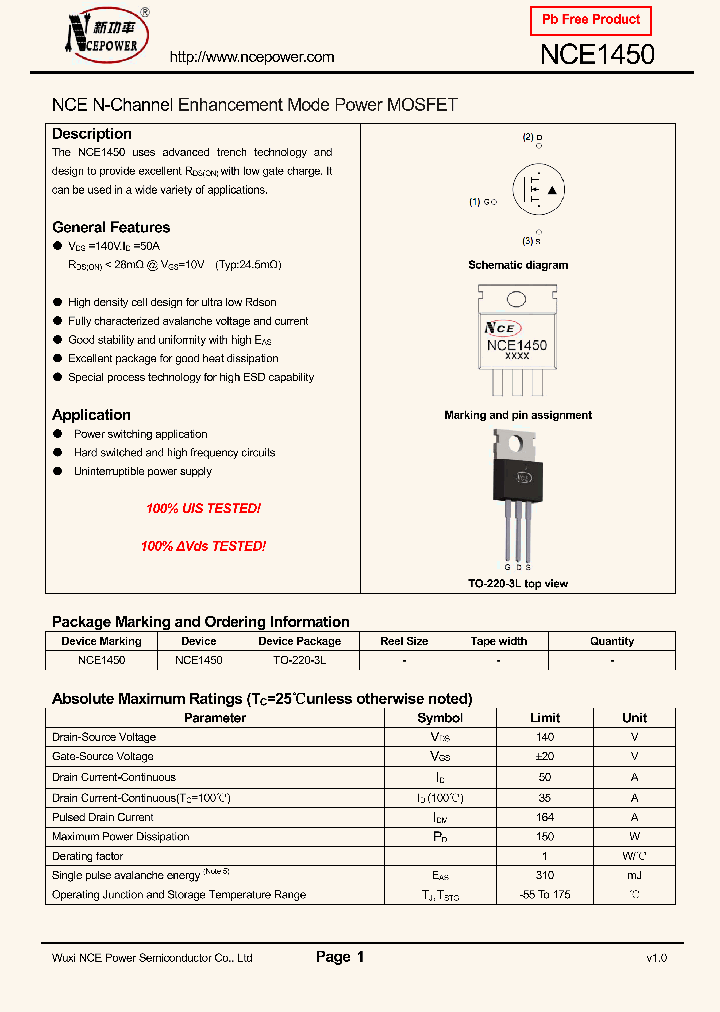 NCE1450_8151542.PDF Datasheet