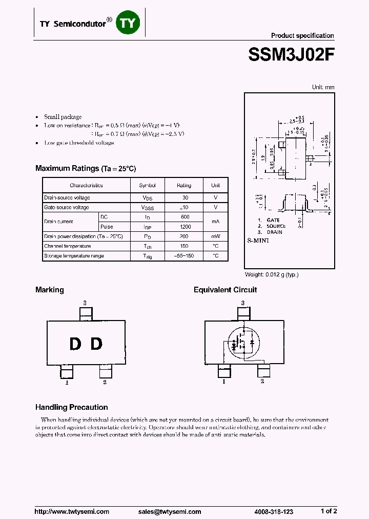 SSM3J02F_8165650.PDF Datasheet