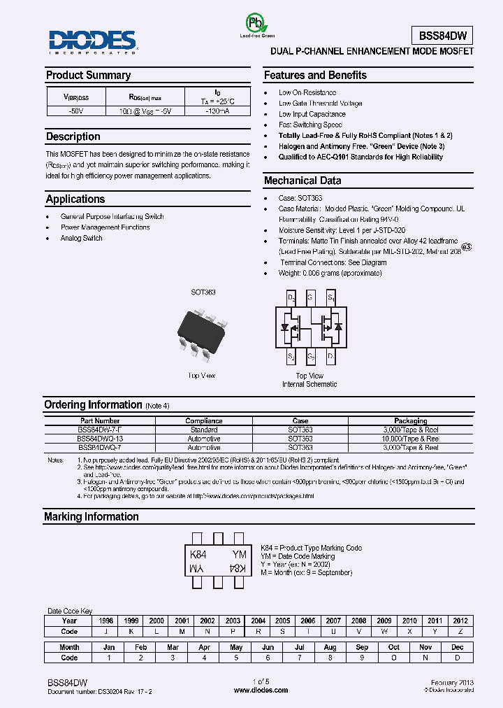 BSS84DWQ-13_8174399.PDF Datasheet