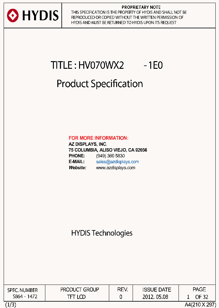 HV070WX2-1E0_8176067.PDF Datasheet