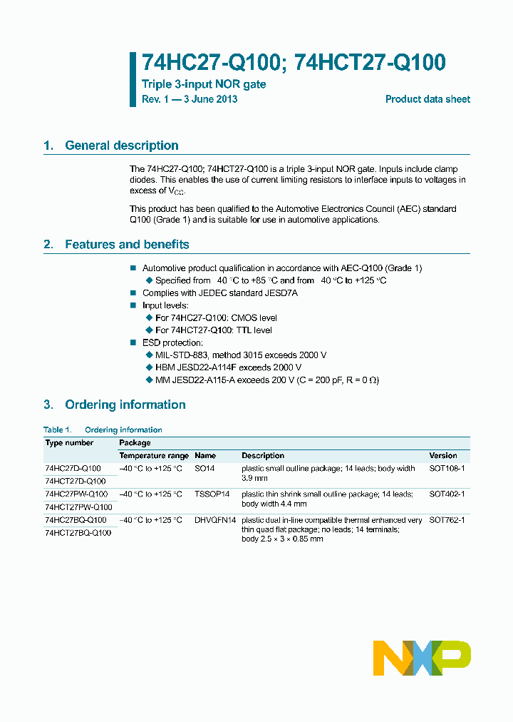 74HCT27BQ-Q100_8187334.PDF Datasheet