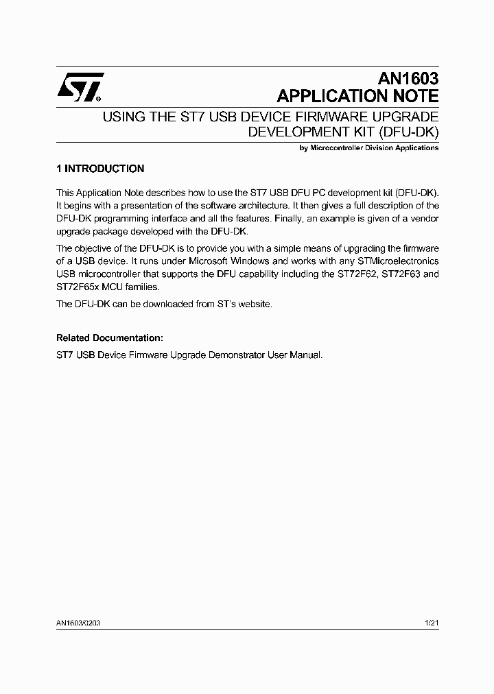 AN1603_8192328.PDF Datasheet Download --- IC-ON-LINE