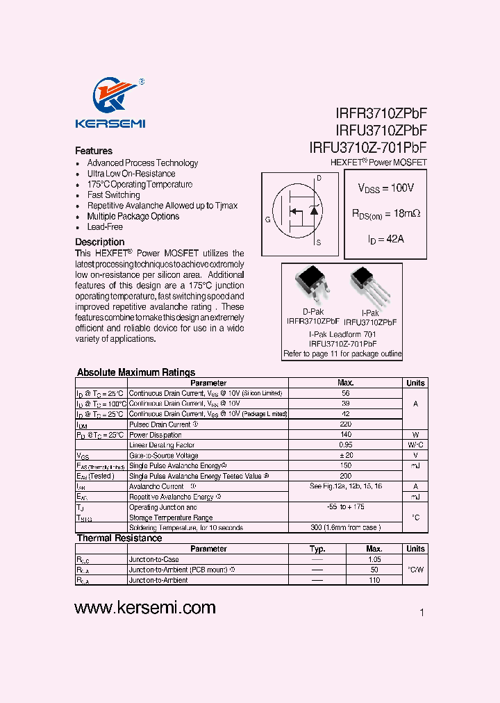 IRFR3710ZTRL_8193044.PDF Datasheet