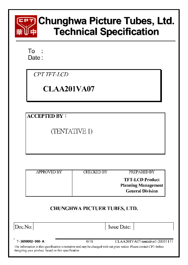 CLAA201VA07_7832108.PDF Datasheet