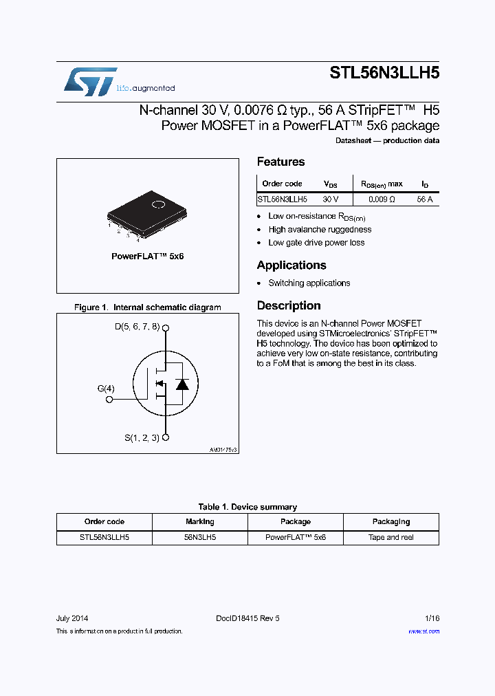 STL56N3LLH5_8214560.PDF Datasheet