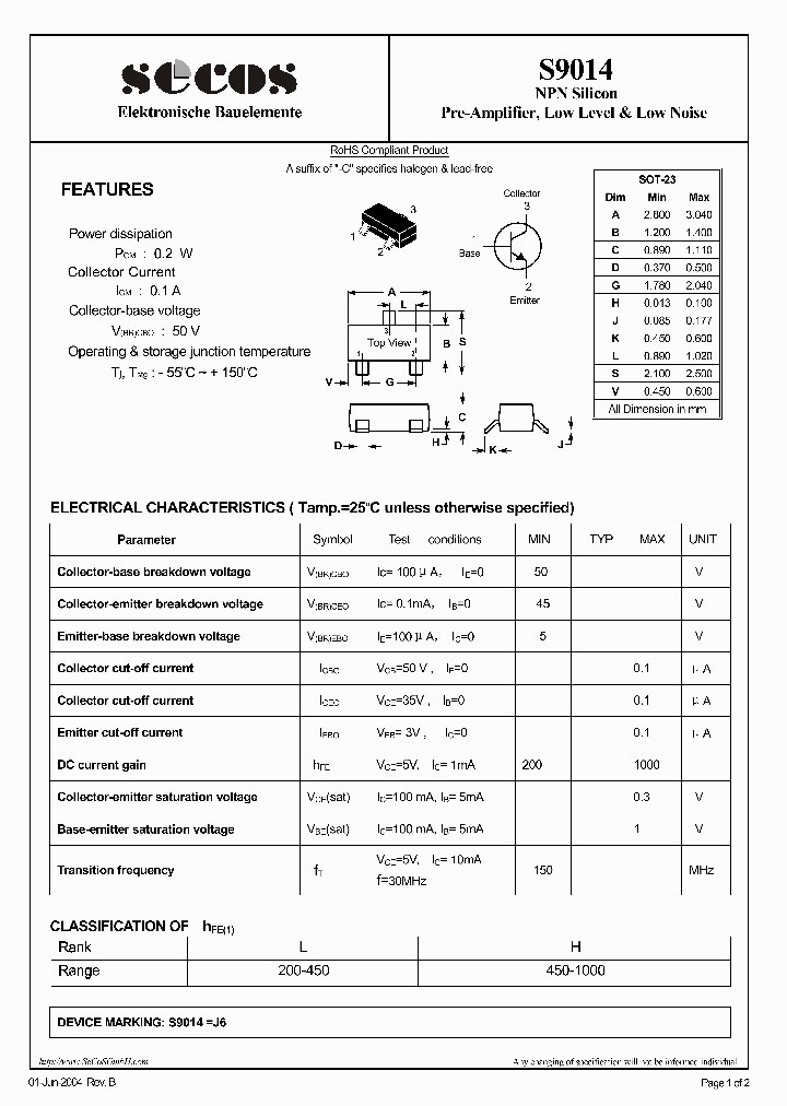 S9014_8221326.PDF Datasheet Download --- IC-ON-LINE