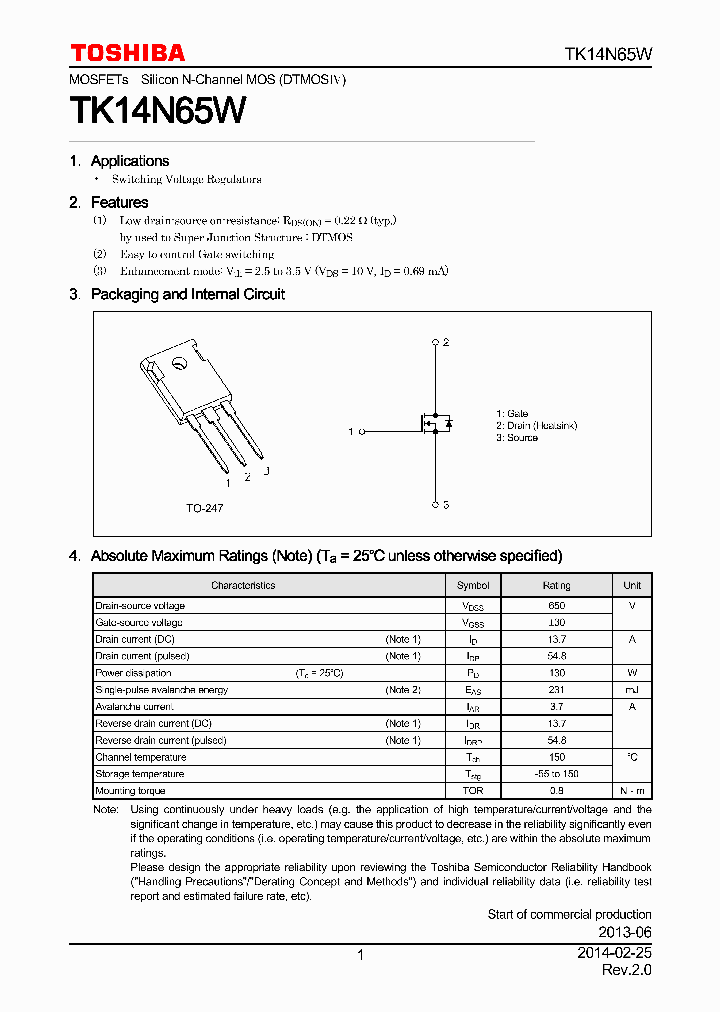 TK14N65W_7841064.PDF Datasheet