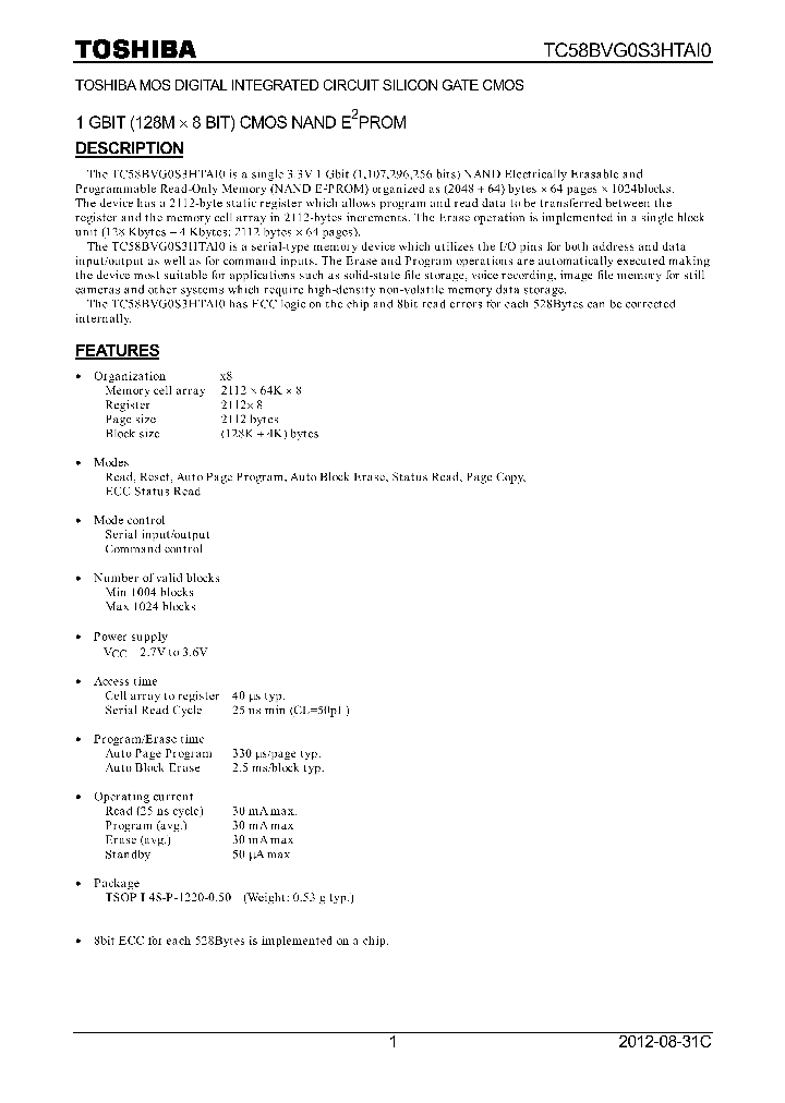 TC58BVG0S3HTAI0_8221907.PDF Datasheet