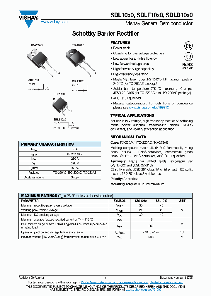 SBL103_8222805.PDF Datasheet