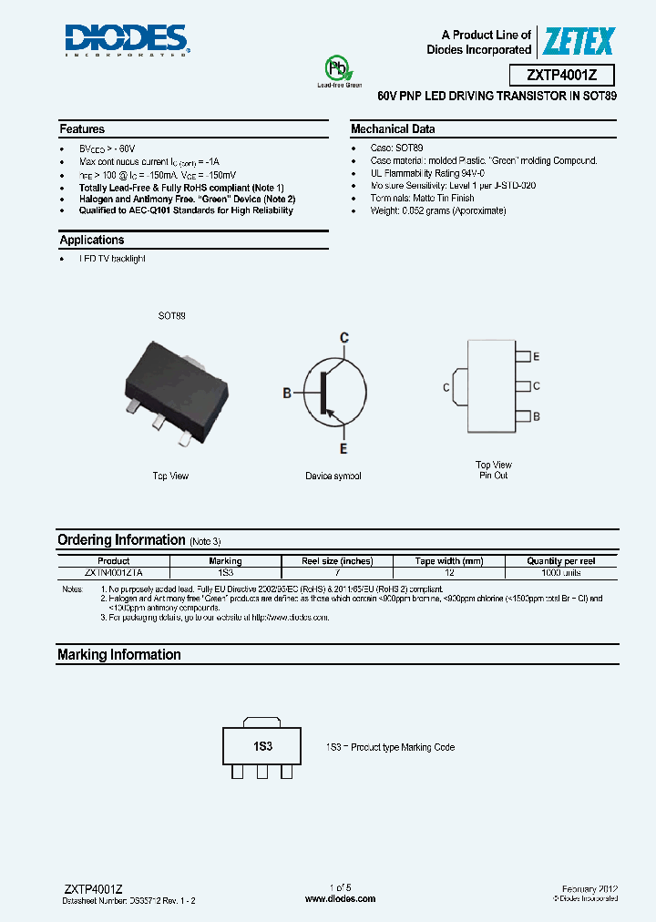 ZXTP4001Z_8230432.PDF Datasheet