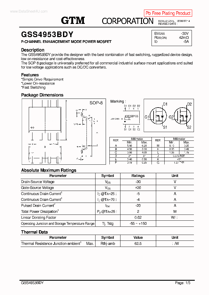 GSS4953BDY_7845513.PDF Datasheet