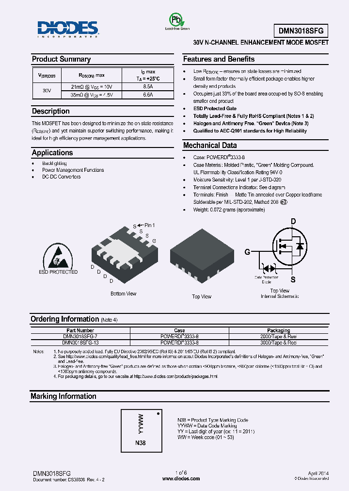 DMN3018SFG-15_8233927.PDF Datasheet