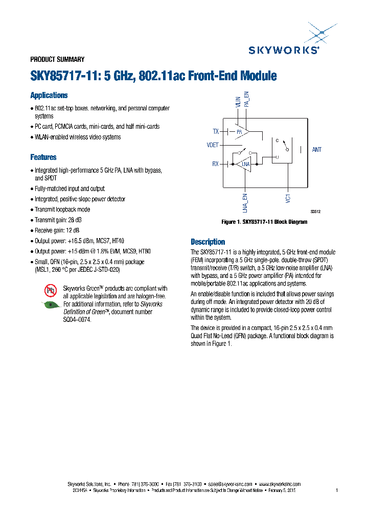SKY85717-11_8240667.PDF Datasheet Download --- IC-ON-LINE