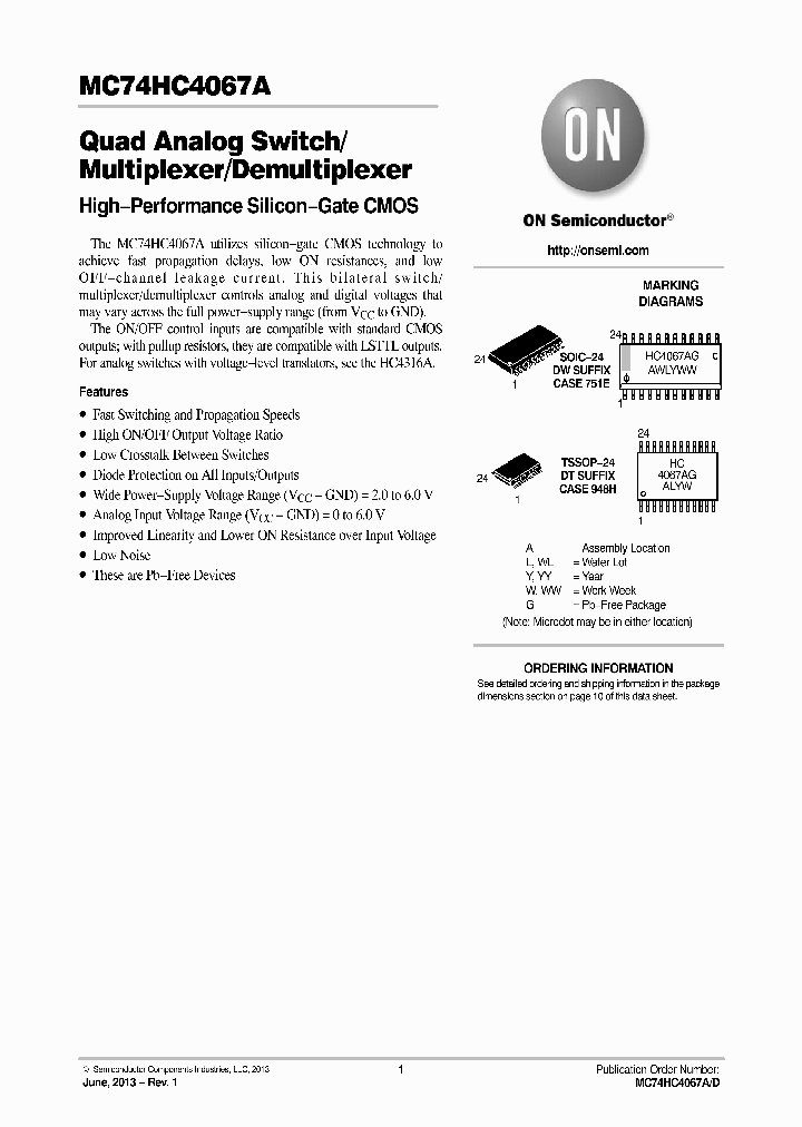 MC74HC4067ADTG_8246271.PDF Datasheet Download --- IC-ON-LINE