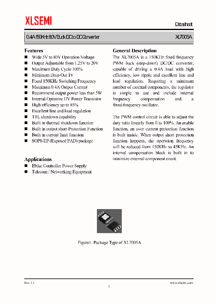 XL7005A_8252887.PDF Datasheet Download --- IC-ON-LINE