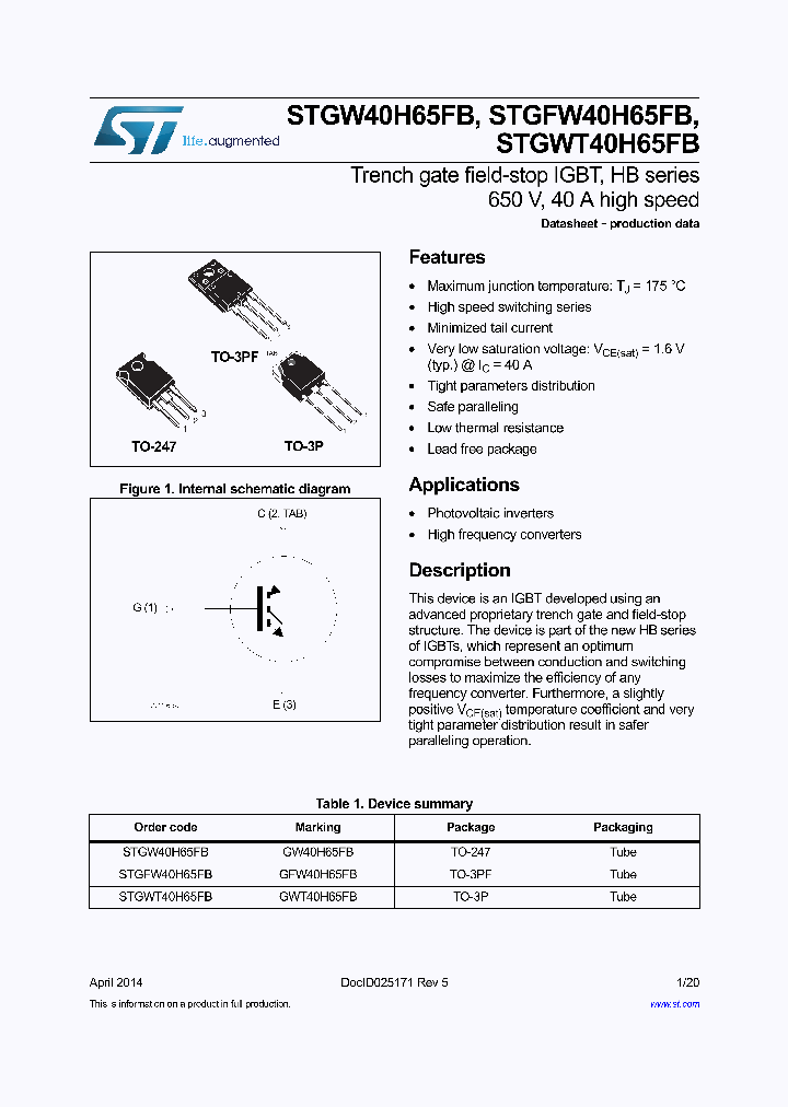 STGWT40H65FB_8254826.PDF Datasheet