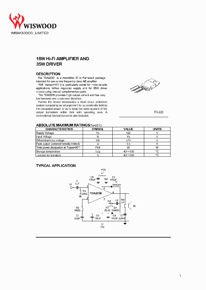TDA2030_7854729.PDF Datasheet Download --- IC-ON-LINE