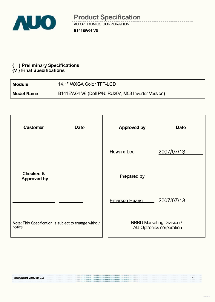 B141EW04V6_7868427.PDF Datasheet