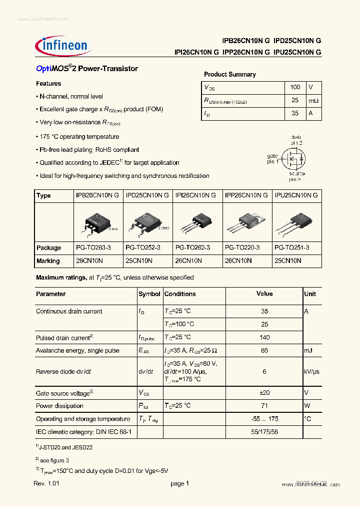 IPU26CN10NG_7873445.PDF Datasheet
