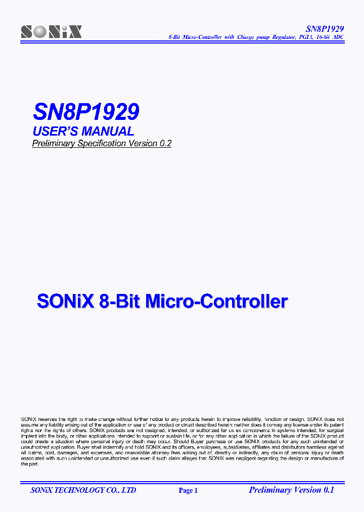 SN8P1929_7888813.PDF Datasheet