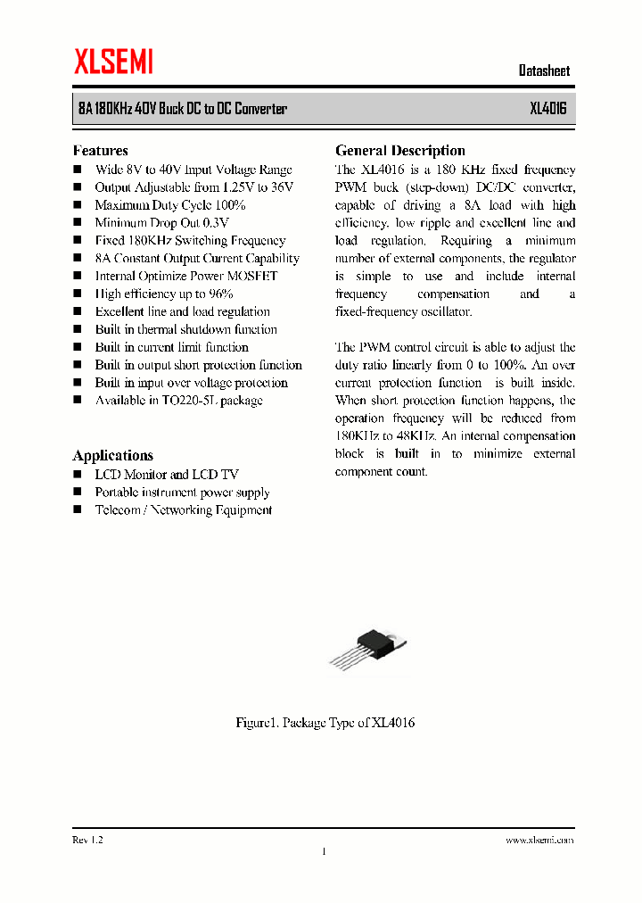XL4016_8286352.PDF Datasheet Download --- IC-ON-LINE
