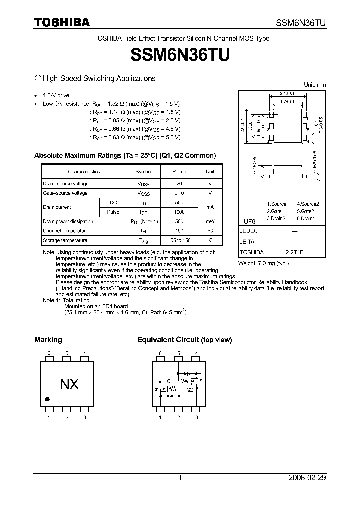 SSM6N36TU_7899941.PDF Datasheet