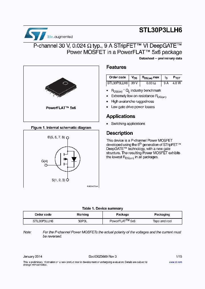 STL30P3LLH6_8287752.PDF Datasheet