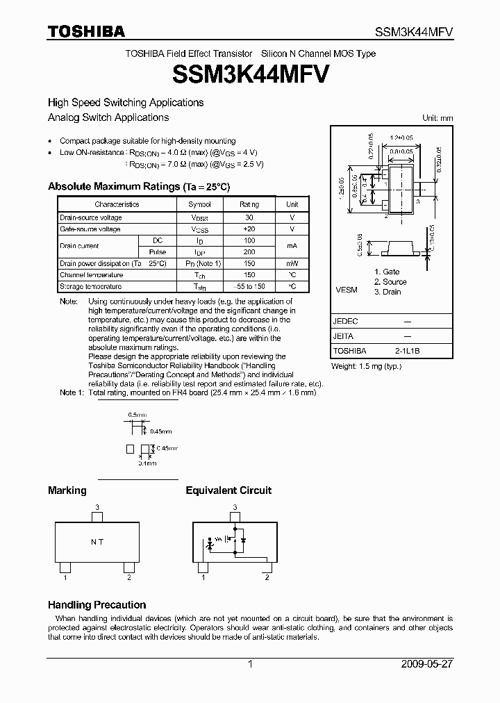 SSM3K44MFV_7905238.PDF Datasheet