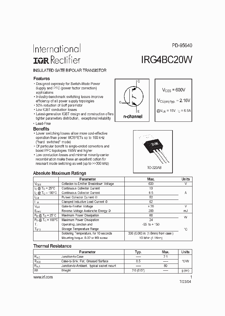 IRG4BC20WPBF_8291522.PDF Datasheet