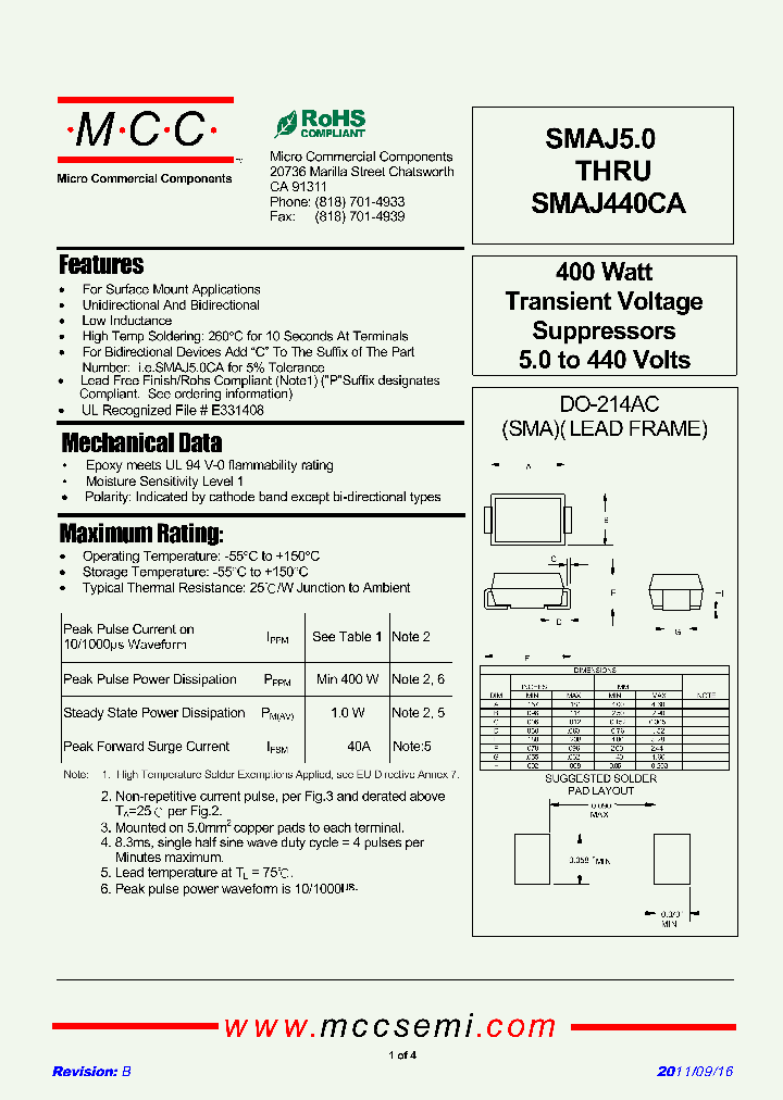 SMAJ15A_8293351.PDF Datasheet