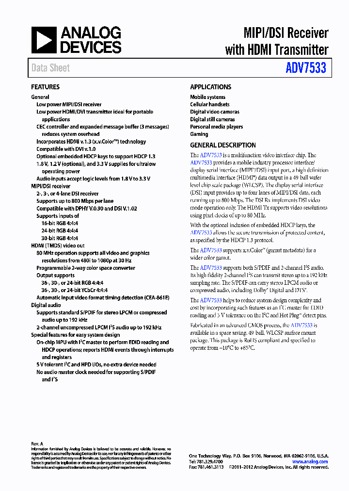 ADV7533_8293545.PDF Datasheet Download
