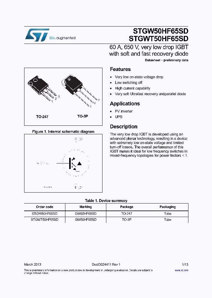 STGW50HF65SD_8297941.PDF Datasheet