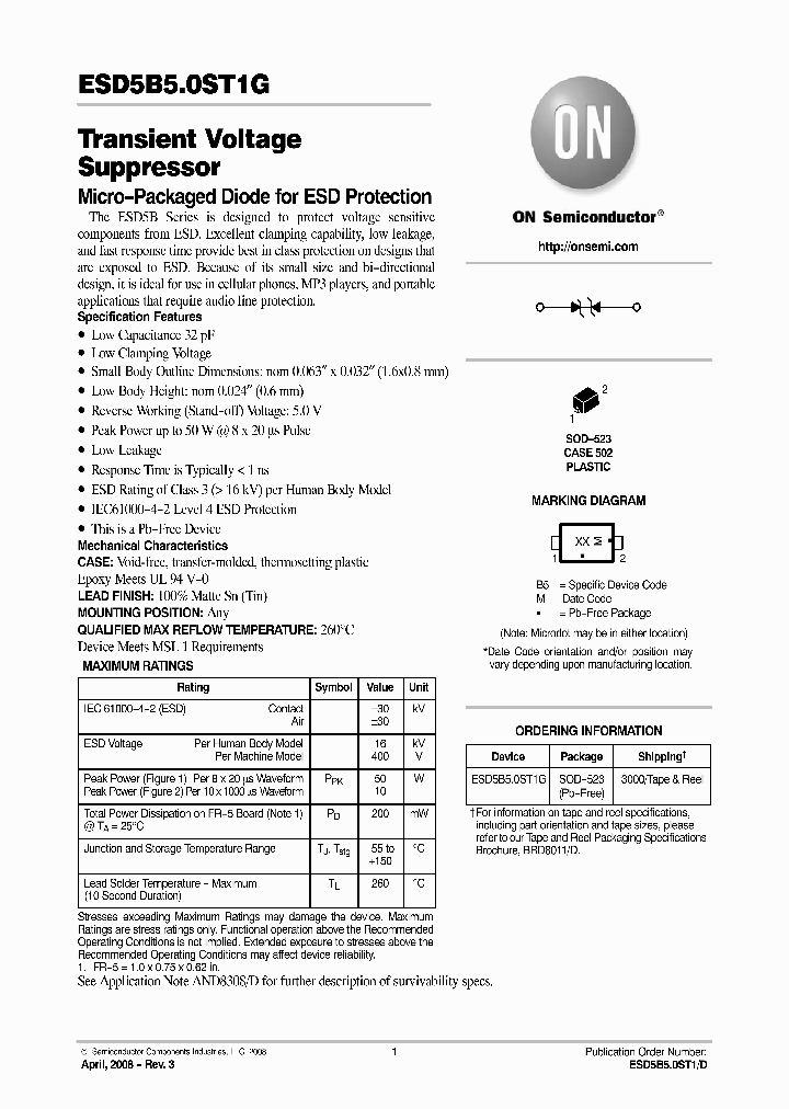 ESD5B50ST1G_8299557.PDF Datasheet