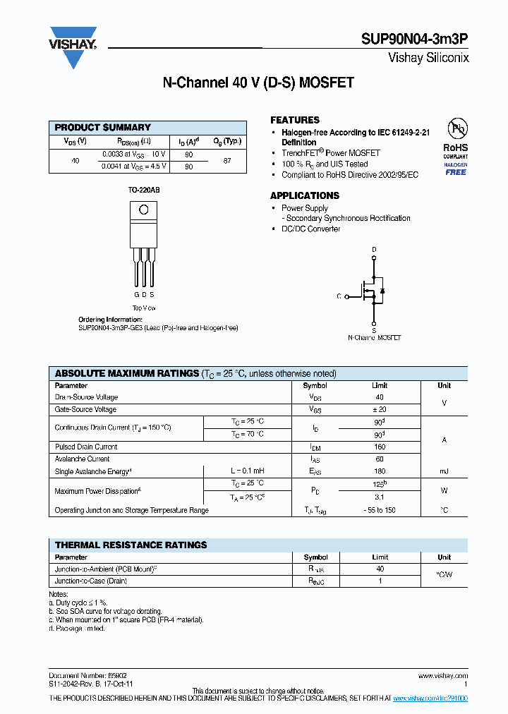 SUP90N04_8301276.PDF Datasheet