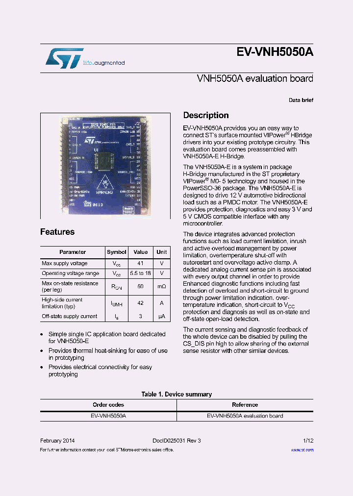 EV-VNH5050A_8302668.PDF Datasheet