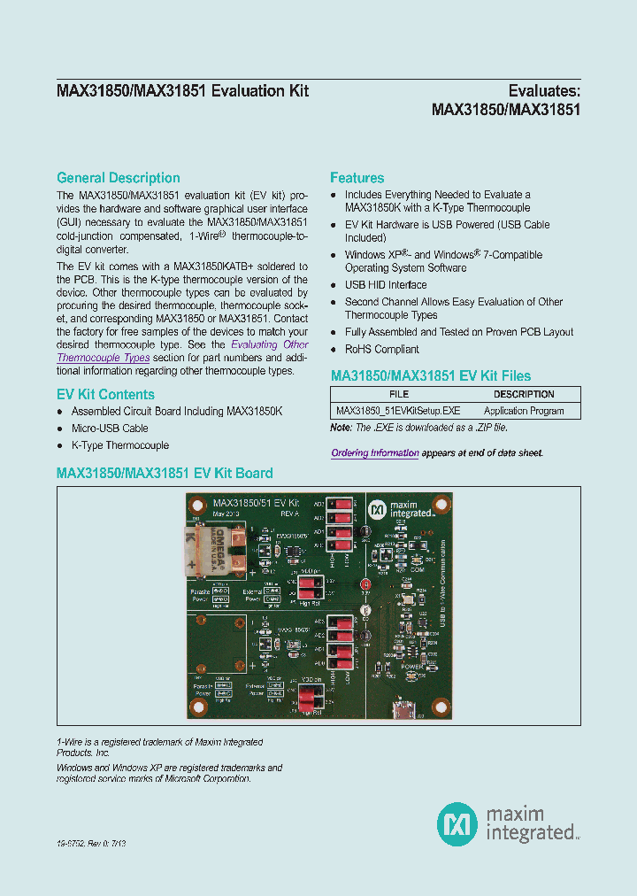 MAX31850EVKIT_8306570.PDF Datasheet