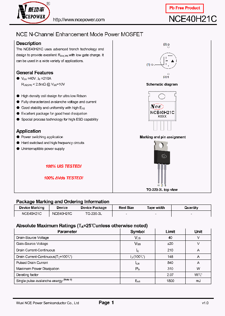 NCE40H21C_8312350.PDF Datasheet