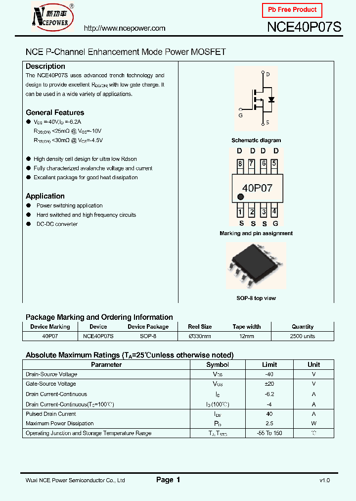 NCE40P07S_8312354.PDF Datasheet