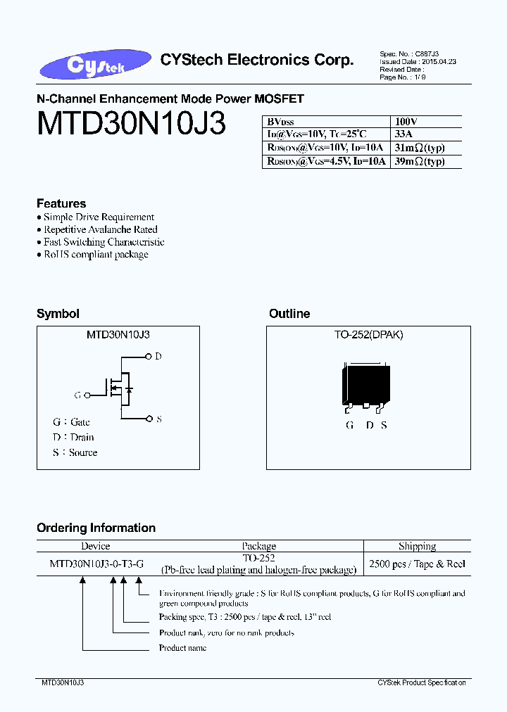 MTD30N10J3_8318745.PDF Datasheet