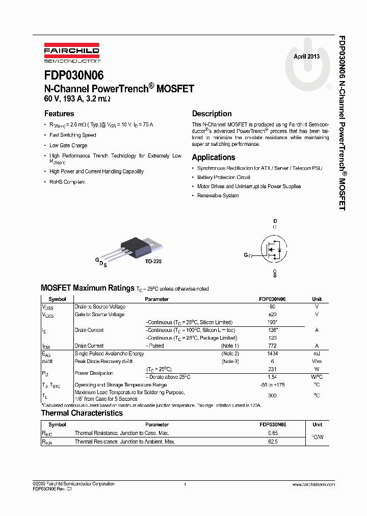 FDP030N06_8327109.PDF Datasheet