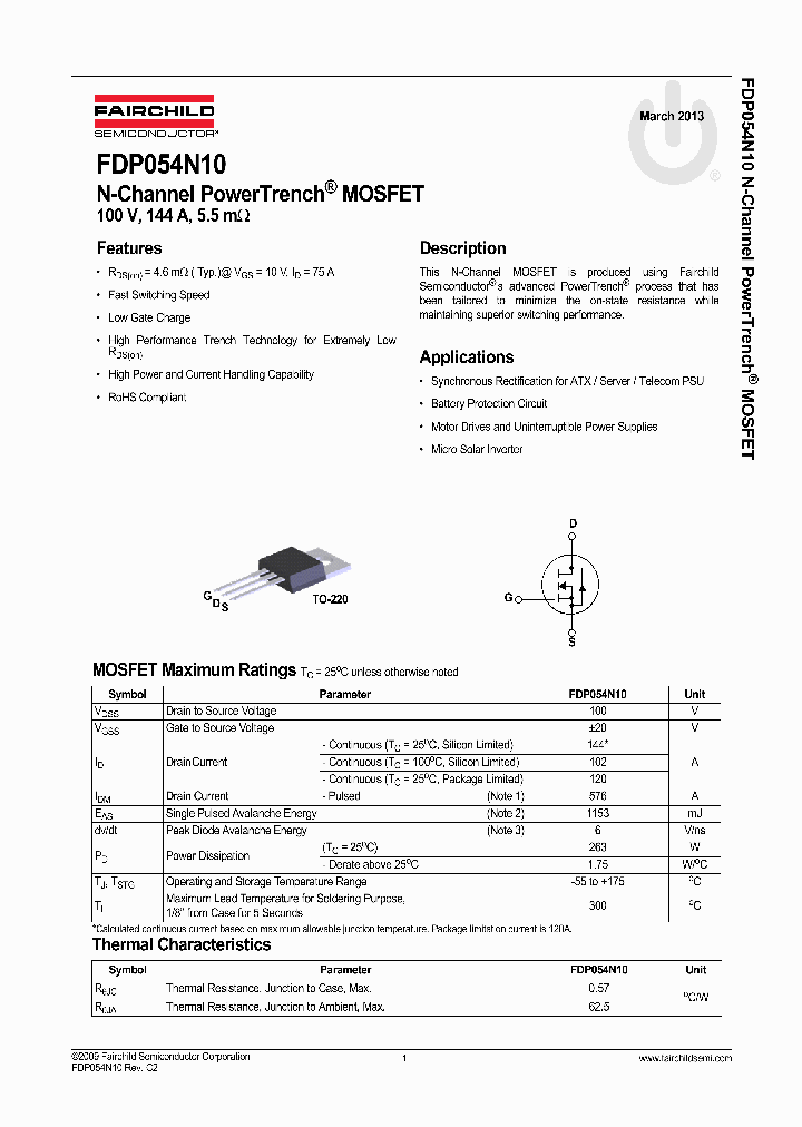 FDP054N10_8327117.PDF Datasheet