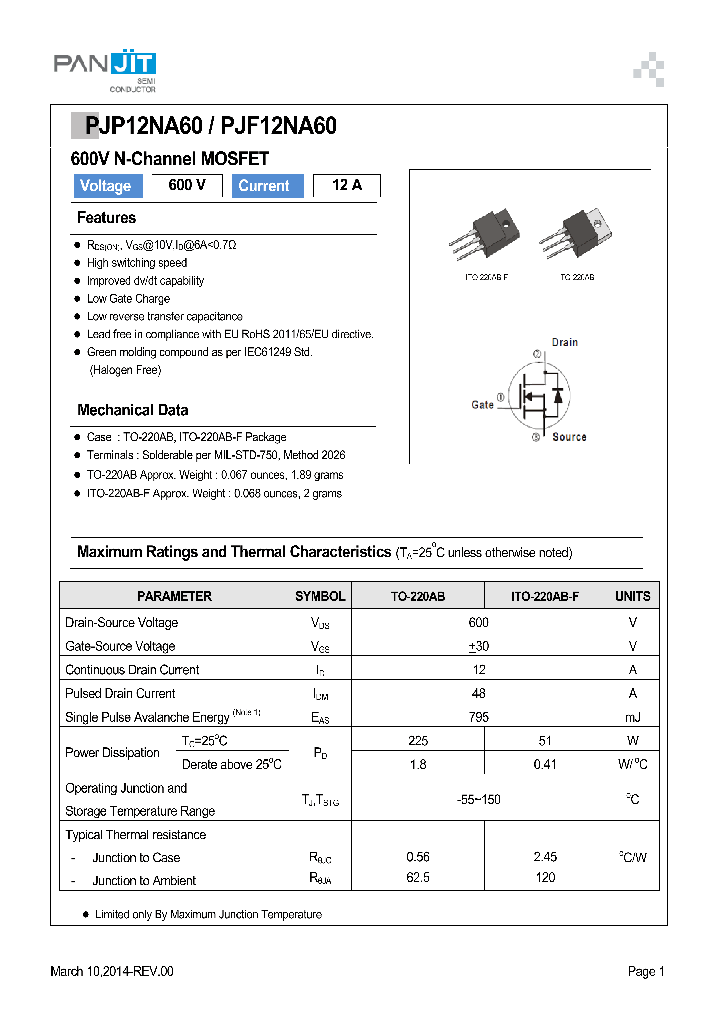 PJP12NA60_8332606.PDF Datasheet