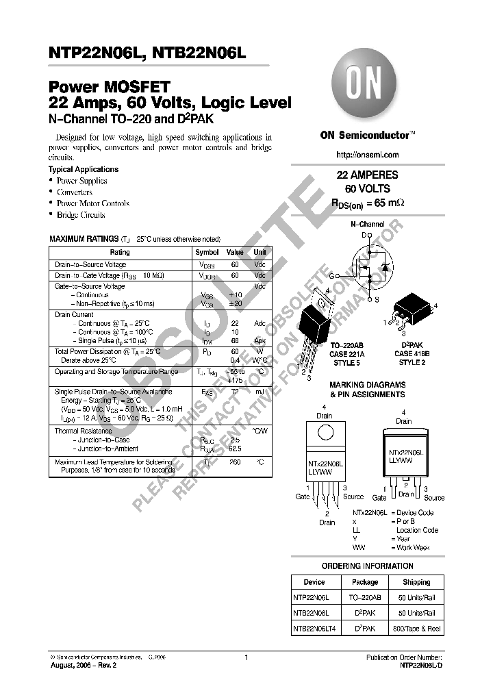 NTP22N06L_8333182.PDF Datasheet