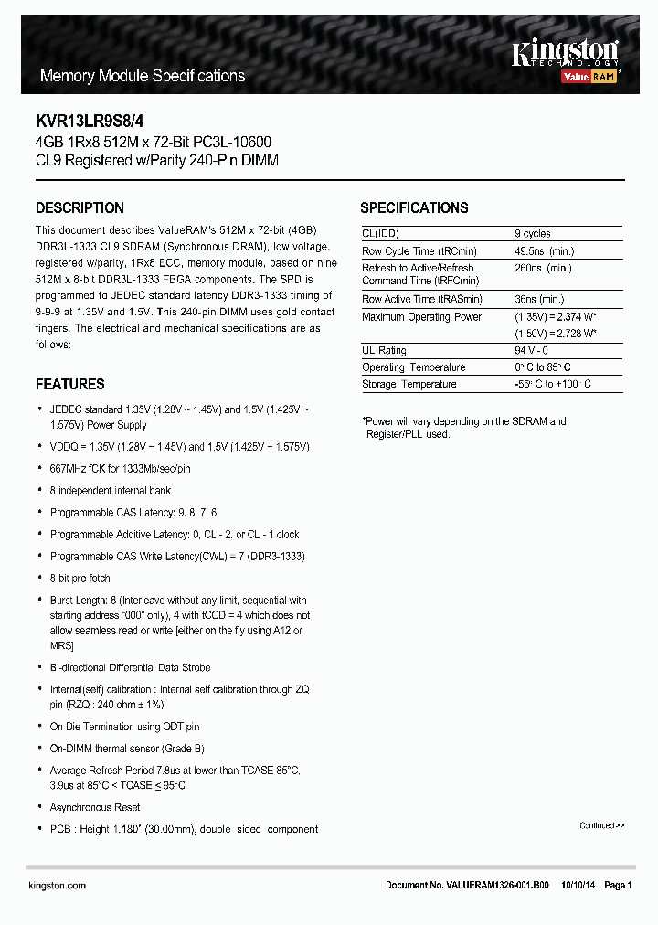 KVR13LR9S8-4_8334849.PDF Datasheet